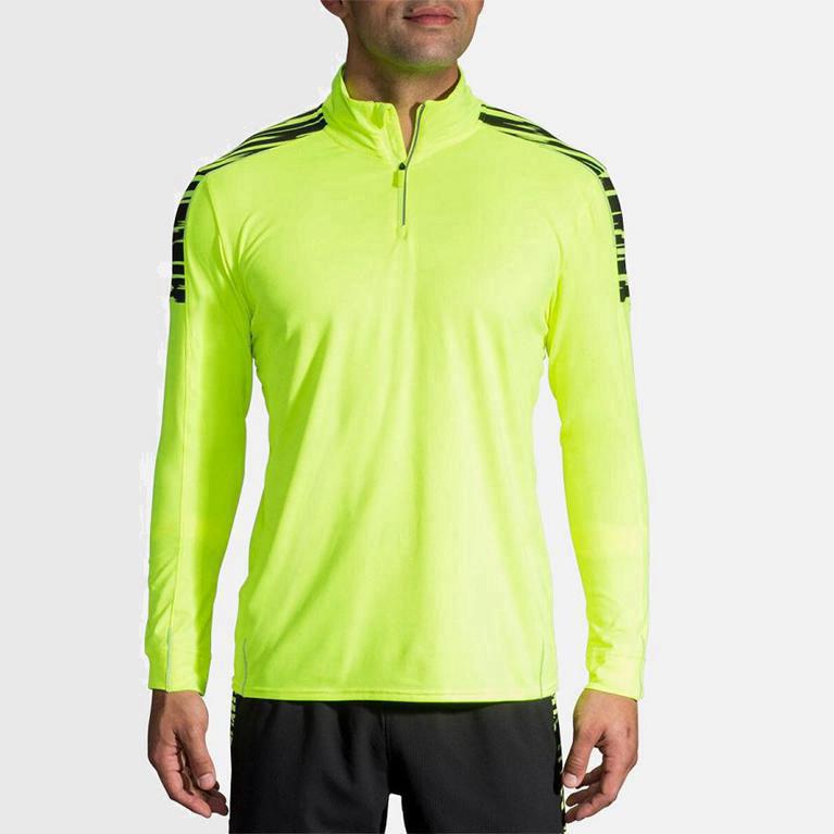 Brooks Nightlife Half Zip - Chaquetas Hombre - Amarillo (NV9652318)